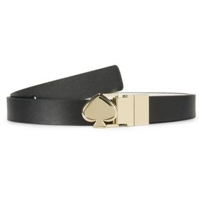 NWT Kate Spade Leather Reversible Black/ White Spade Buckle Woman Belt Size USXL